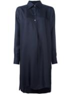 Maison Margiela Contrast Button Shirt Dress, Women's, Size: 42, Blue, Silk