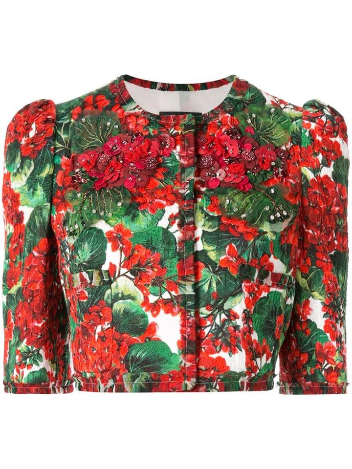 Dolce & Gabbana Portofino Print Cropped Jacket - Red