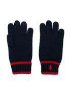 Ralph Lauren Kids Teen Logo Embroidered Knitted Gloves - Blue
