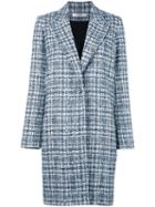 Lanvin Tweed Singled Breasted Coat, Women's, Size: 36, Blue, Cotton/silk/viscose/polyamide