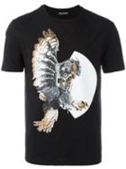 Neil Barrett Mechanical Owl Print T-shirt, Men's, Size: Large, Black, Cotton