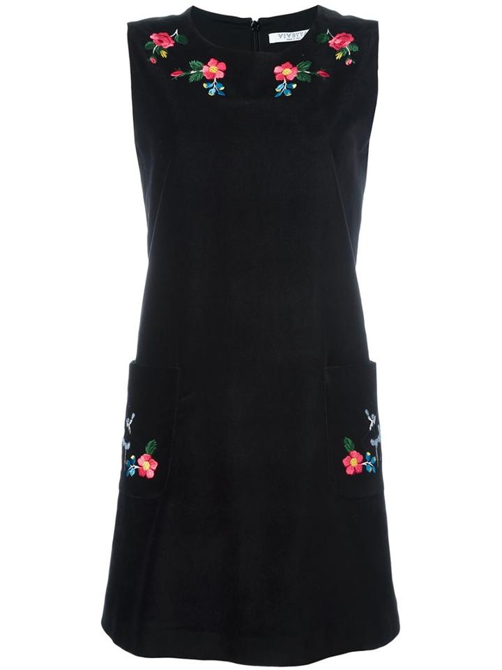 Vivetta Embroidered Mini Dress, Women's, Size: 38, Black, Cotton/spandex/elastane/polyester/acetate