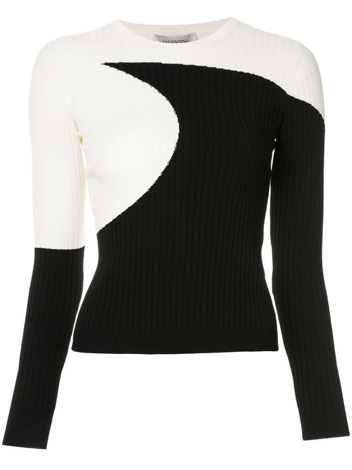 Valentino Two-tone Ribbed Top - White