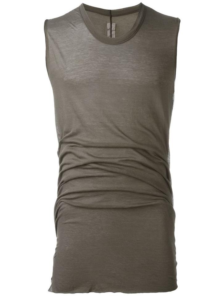 Rick Owens Long Length Tank Top, Men's, Size: Large, Green, Cotton