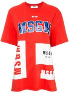 Msgm Oversized Logo Print T-shirt - Red