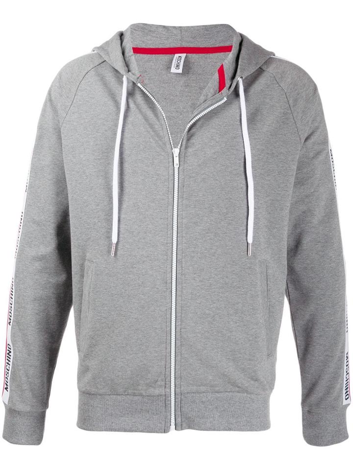 Moschino Logo-trimmed Hoodie - Grey