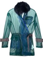 Sacai Transparent Belted Jacket, Women's, Size: 1, Green, Cotton/nylon