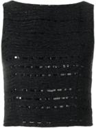 Chanel Vintage Sequin Embroidery Crop Top - Black