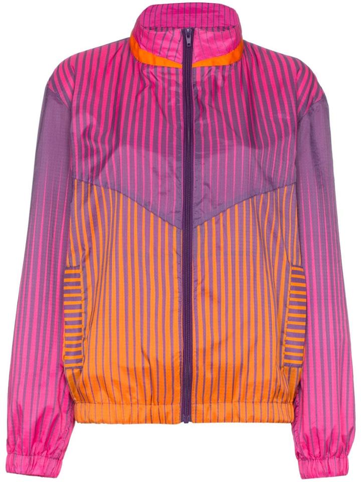 House Of Holland Stripe Print Stand Collar Track Jacket - Pink