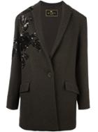 Etro Sequined Ribbed Cardi-coat, Women's, Size: 44, Green, Wool/nylon/polyester/silk