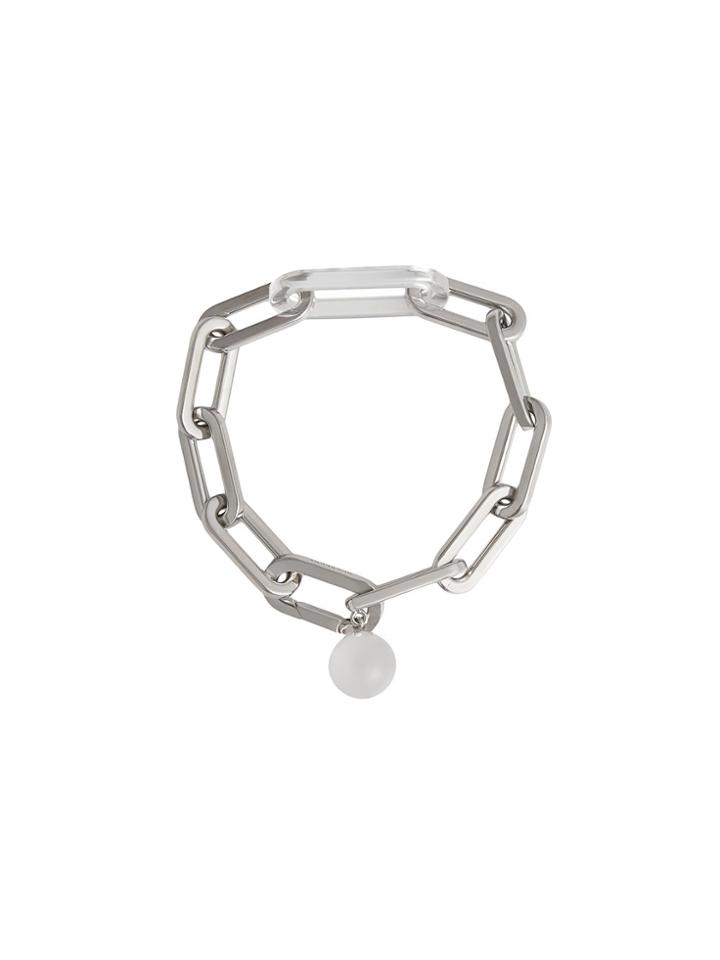 Burberry Glass Charm Palladium-plated Link Bracelet - Metallic