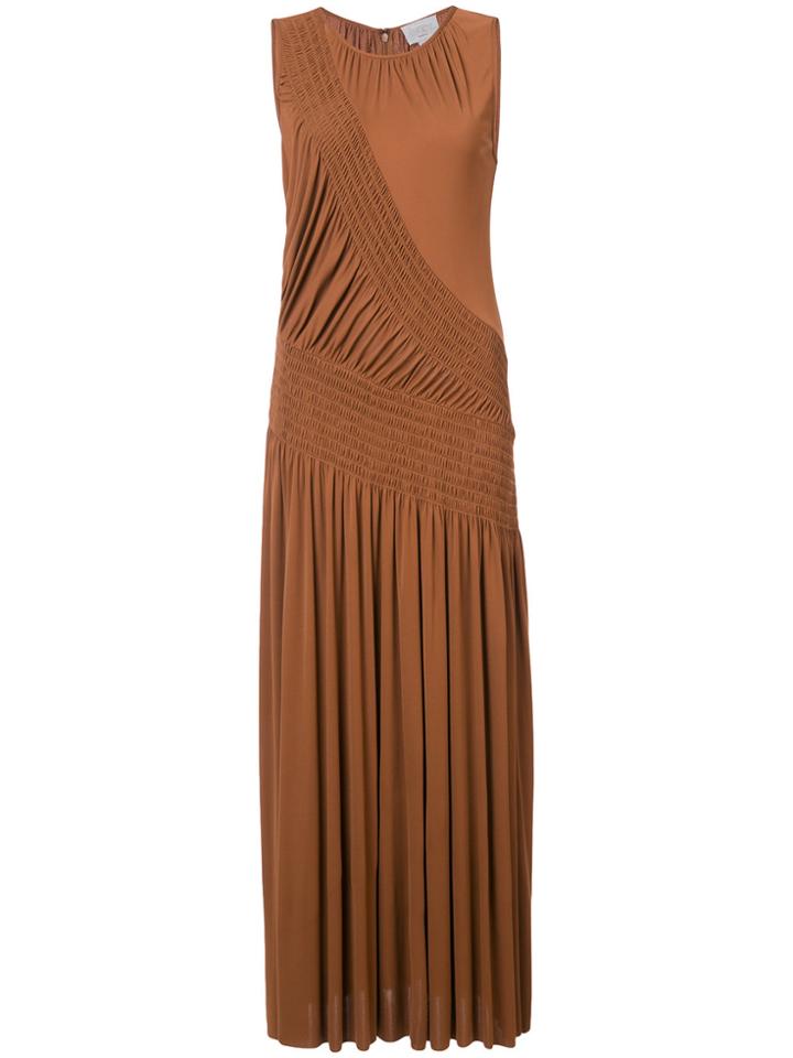Jason Wu Grey Flared Pleated Midi Dress - Yellow & Orange