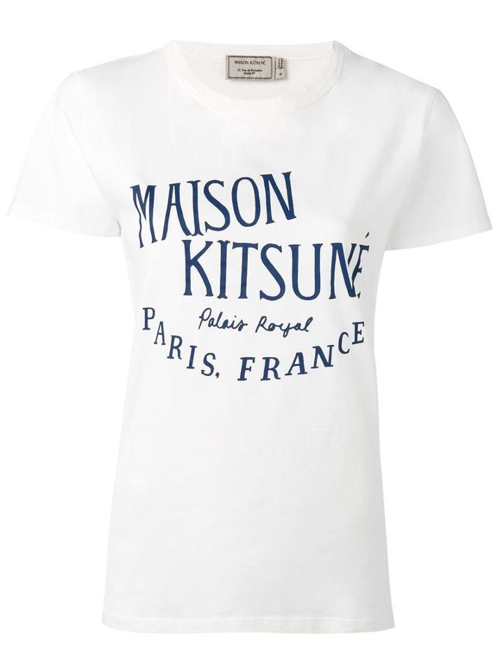 Maison Kitsuné Logo Print T-shirt, Women's, Size: Xs, White, Cotton