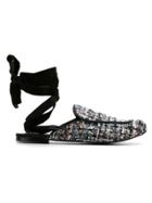 Olympiah Tweed Slippers - Black