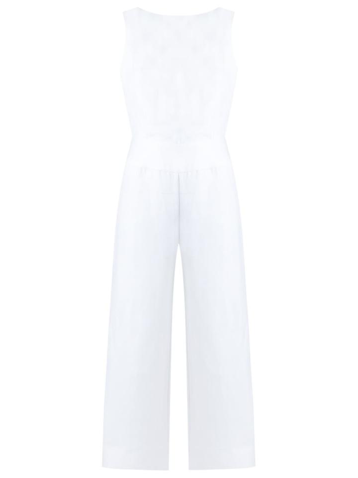 Tufi Duek Cropped Jumpsuit, Women's, Size: 38, White, Linen/flax/polyester