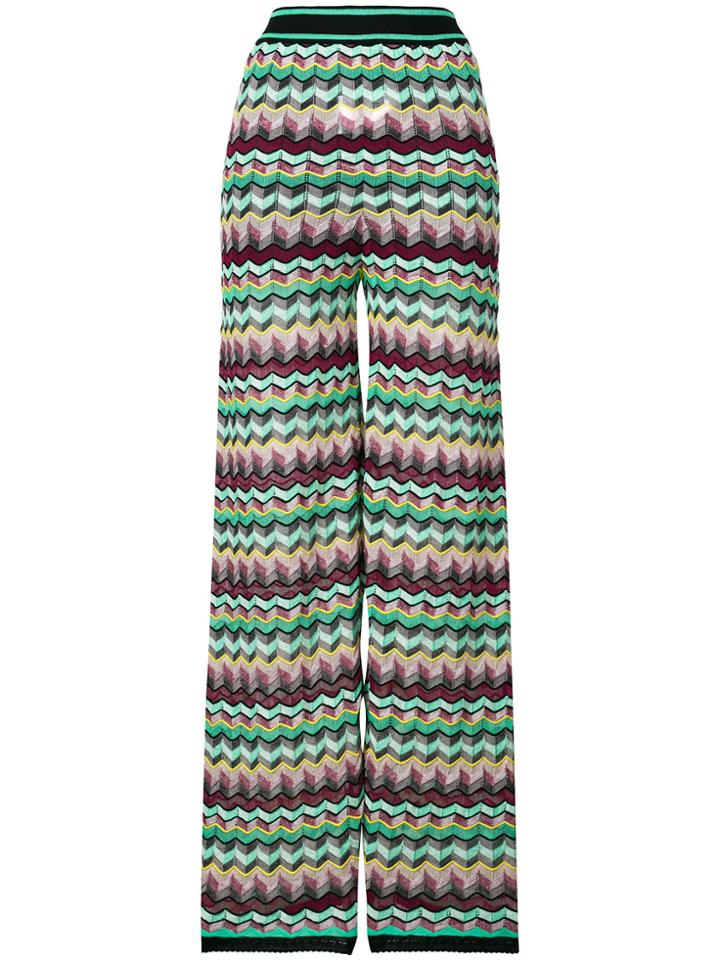 M Missoni Zigzag Print Trousers - Green