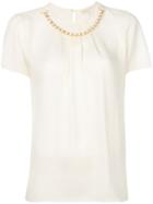 Michael Michael Kors - Chain Applique Blouse - Women - Silk - L, Nude/neutrals, Silk