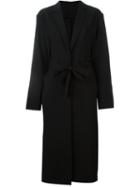 Msgm - Long Robe Coat - Women - Polyester/virgin Wool - 44, Black, Polyester/virgin Wool