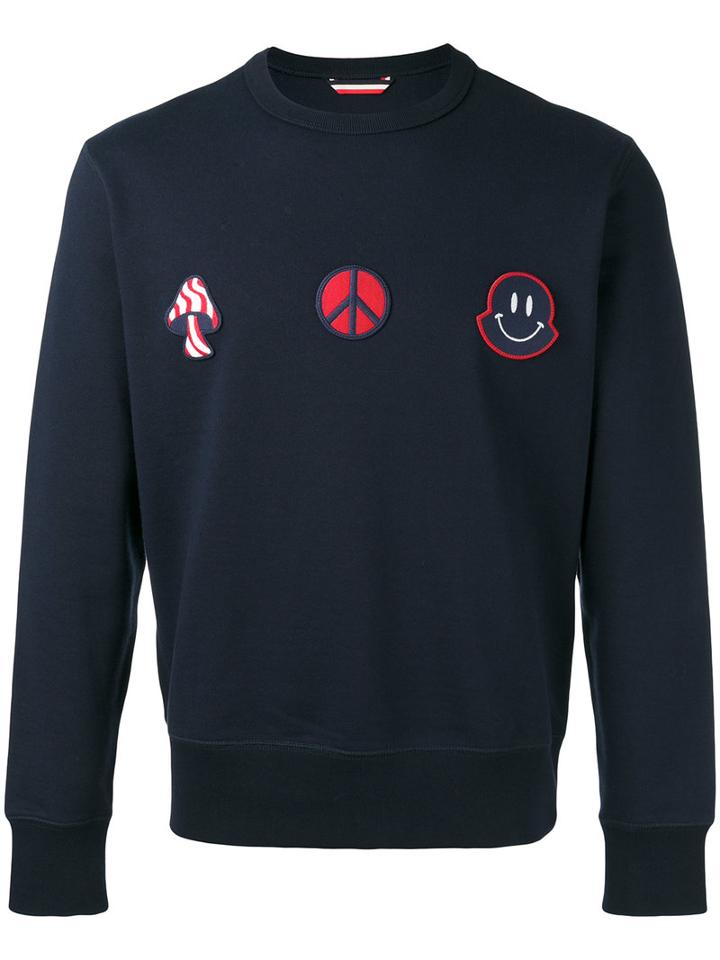 Moncler Graphic Print Sweatshirt, Men's, Size: Small, Blue, Cotton