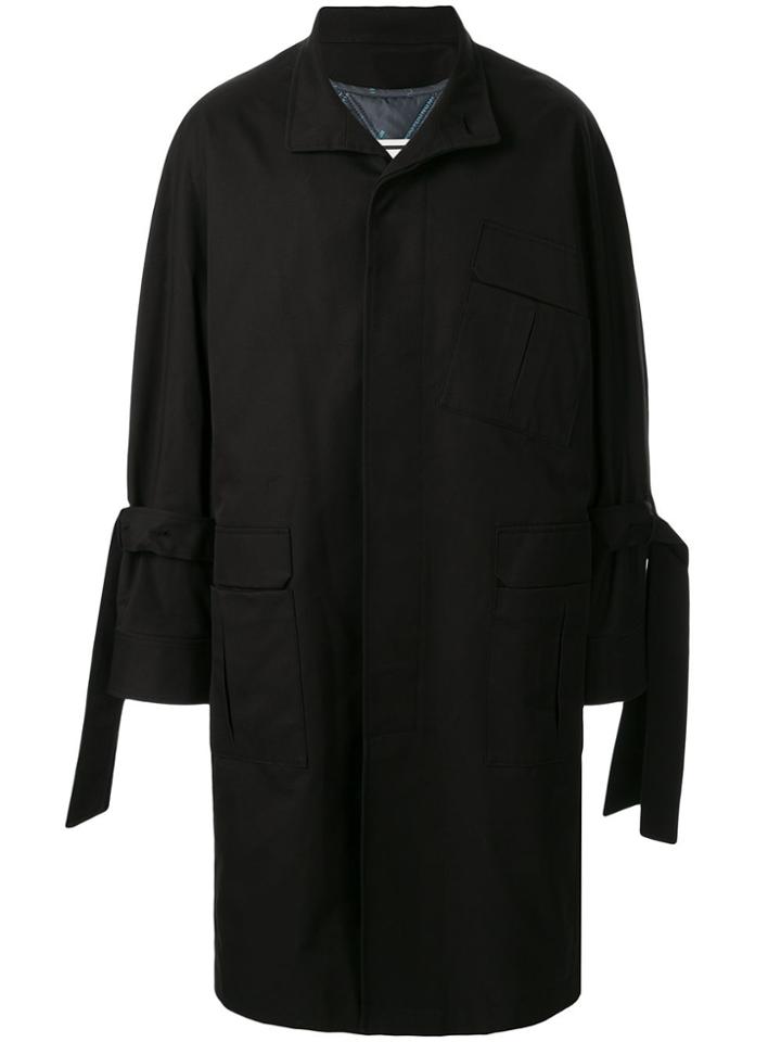 Wooyoungmi Strap Detail Logo Coat - Black