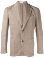 Boglioli Herringbone Blazer, Men's, Size: 48, Brown, Cotton/linen/flax/cupro