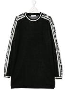 Msgm Kids Teen Logo Sleeve Knitted Dress - Black