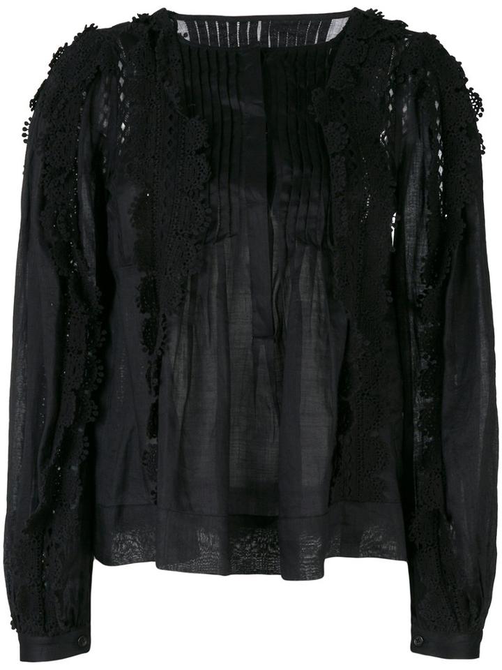 Isabel Marant - Ruffled Peasant Blouse - Women - Cotton/ramie - 38, Black, Cotton/ramie