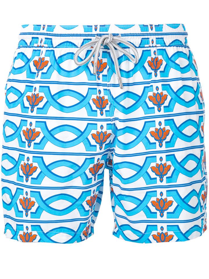 Capricode - Geometric Print Swim Shorts - Men - Polyamide - Xxl, Blue, Polyamide
