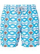 Capricode - Geometric Print Swim Shorts - Men - Polyamide - Xxl, Blue, Polyamide