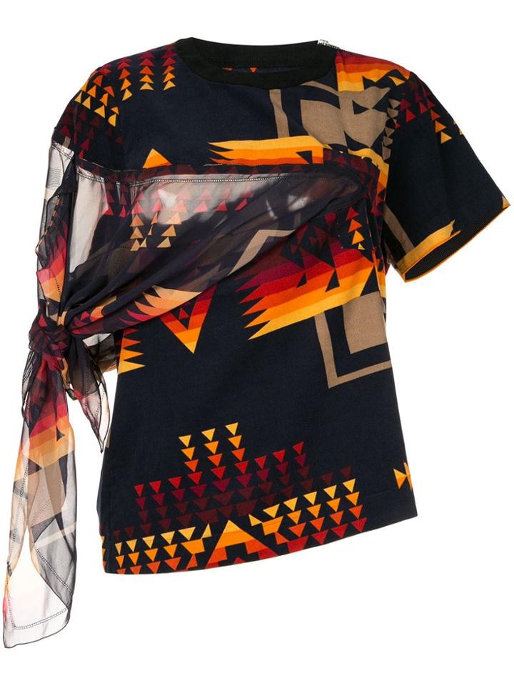 Sacai Sleeve Tie Printed T-shirt - Blue