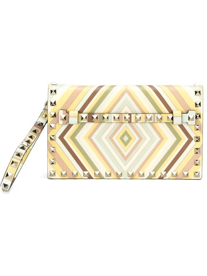 Valentino Garavani 'rockstud' Striped Clutch