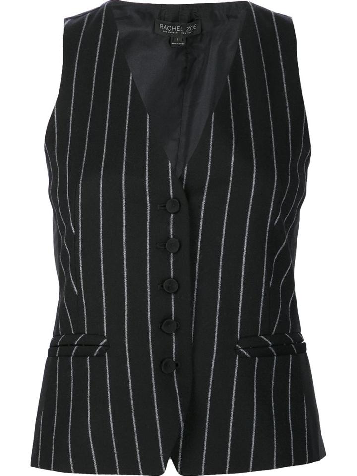 Rachel Zoe Pinstripe Waistcoat, Women's, Size: 4, Black, Silk/wool/cashmere/spandex/elastane