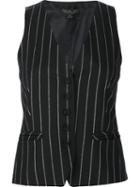 Rachel Zoe Pinstripe Waistcoat, Women's, Size: 4, Black, Silk/wool/cashmere/spandex/elastane