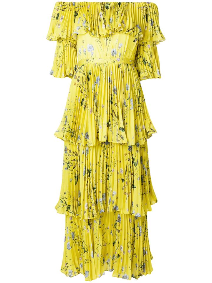 Self-portrait Layered Floral Maxi Dress - Yellow & Orange