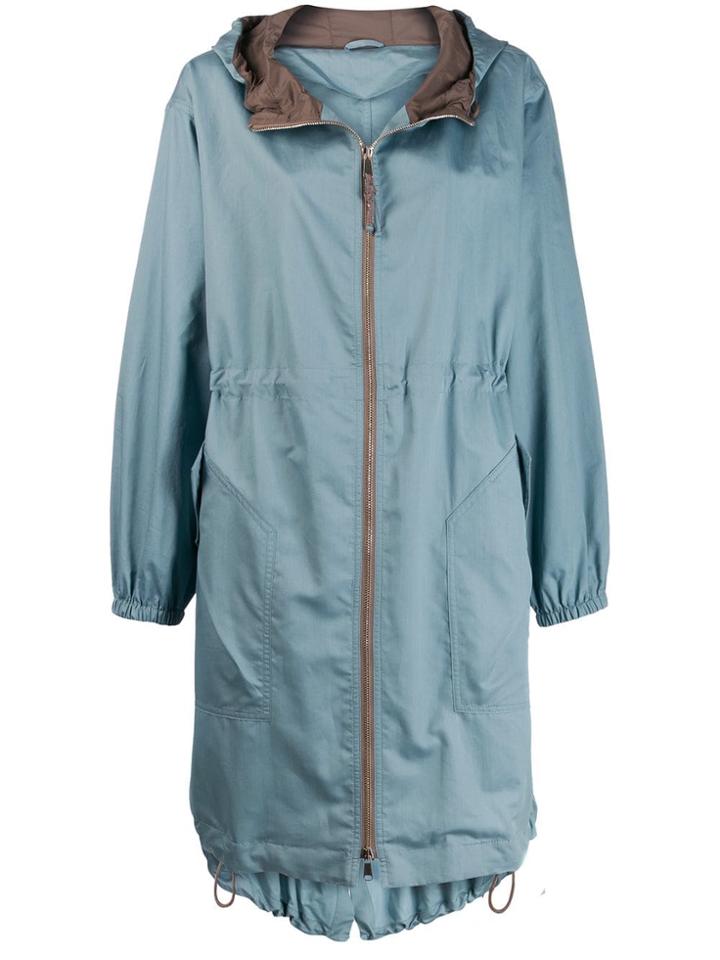 Brunello Cucinelli Hooded Parka Coat - Blue
