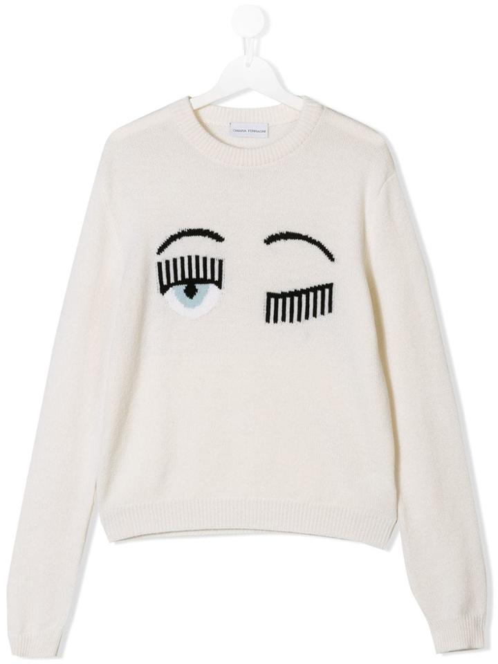 Chiara Ferragni Kids Wink Sweater - White