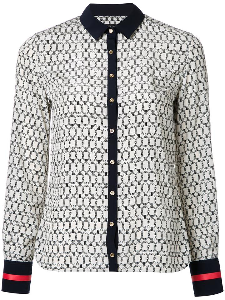 Loveless Chains Print Shirt, Women's, Size: 34, White, Polyester