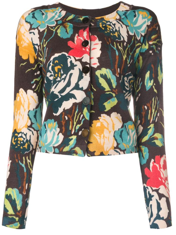 Twin-set Floral Embroidered Cardigan - Brown