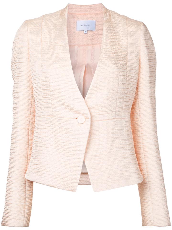 Carven - Textured Fitted Jacket - Women - Polyester - 40, Women's, Pink/purple, Polyester