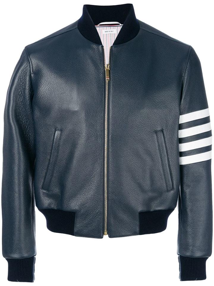 Thom Browne 4-bar Stripe Deerskin Blouson Jacket - Blue