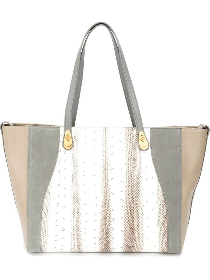 Khirma Eliazov Bonnie Tote, Women's, Grey, Leather/suede/watersnake Skin