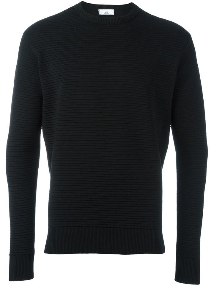 Ami Alexandre Mattiussi Crew Neck Jumper, Men's, Size: Xl, Black, Merino