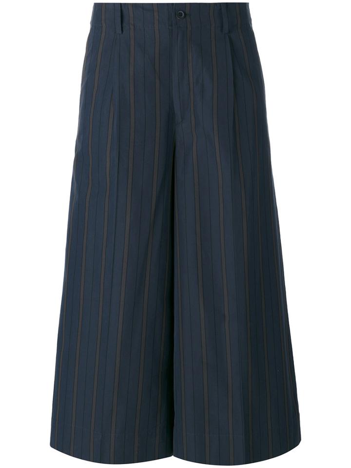 08sircus - Striped Cropped Trousers - Women - Cotton/cupro - 1, Women's, Blue, Cotton/cupro