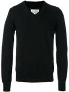 Maison Margiela V-neck Jumper, Men's, Size: Small, Black, Cotton