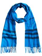 Burberry Overdyed Exploded Check Cashmere Scarf - Blue