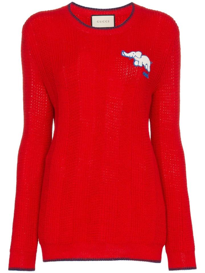 Gucci Elephant Embroidered Wool Jumper