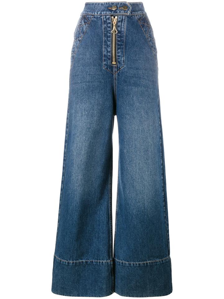Ellery Wide Leg Denim Jeans, Women's, Size: 30, Blue, Cotton/polyester
