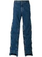 Y / Project Decorative Button Wide-leg Jeans - Blue