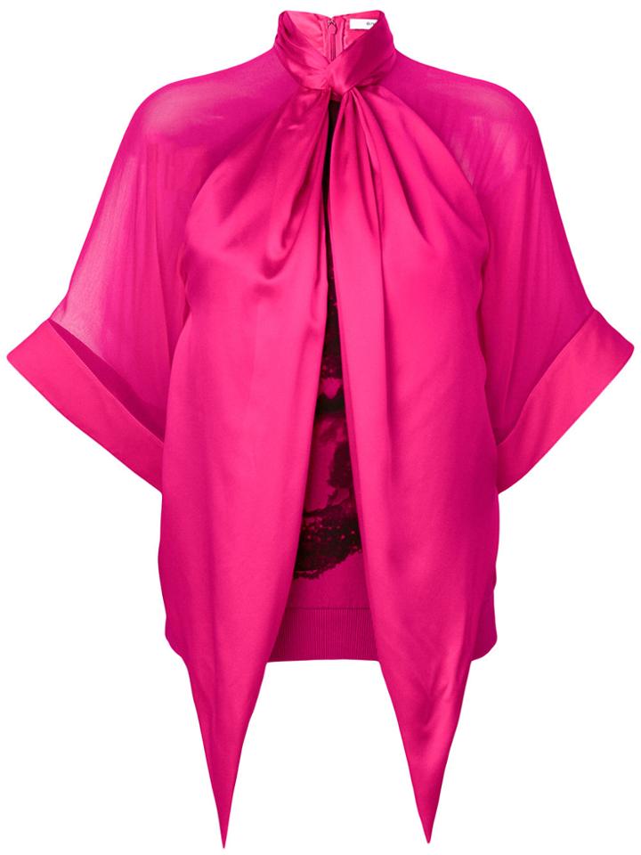 Givenchy Draped Neckline Rottweiler Print Top - Pink & Purple