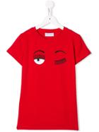 Chiara Ferragni Kids Winking Eye Print T-shirt - Red